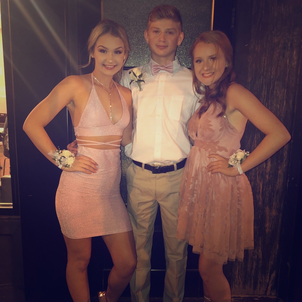 Blush pink 2 piece dress